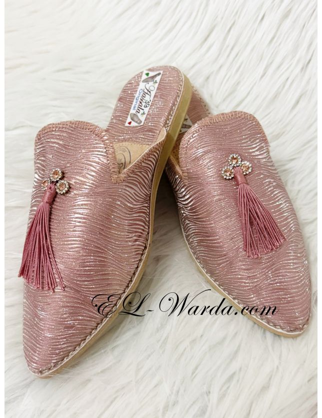 BABOUCHE rose poudré PAILLETÉ