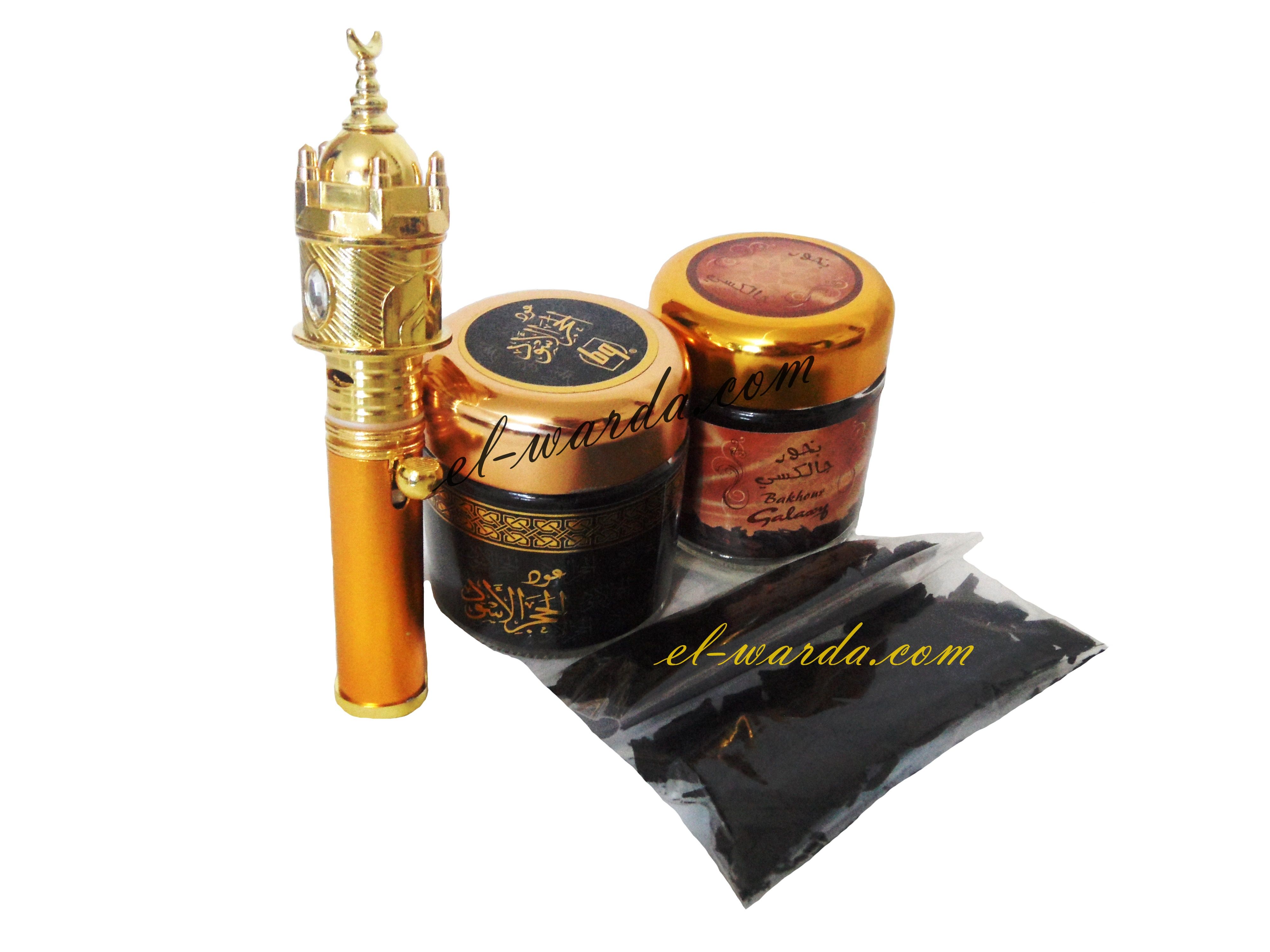 el warda tobacco lot de 3 bakhour + Brûleur d'encens