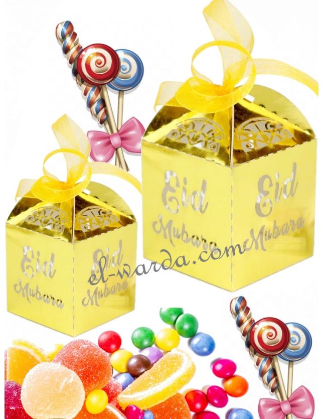 Boîte à bonbon "eid moubarak" doré