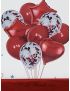 KIT 10 BALLONS CONFETTIS,BALLON ALUMINIUM COEUR ET ETOILES rouge