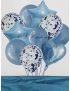 KIT 10 BALLONS CONFETTIS,BALLON ALUMINIUM COEUR ET ETOILES bleu