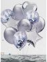 KIT 10 BALLONS CONFETTIS,BALLON ALUMINIUM COEUR ET ETOILES gris argenté